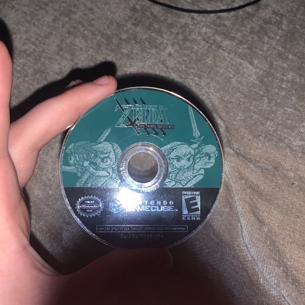 Zelda and the four swords GameCube disc, rare game.